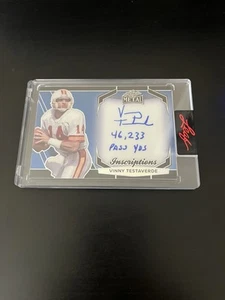 2024 Leaf Metal Inscriptions Blue Vinnie Testaverde "46,233 Pass Yds" 52/100 - Picture 1 of 2
