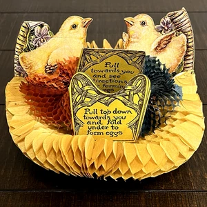 Beistle Diecut Honeycomb Easter Egg Chicks Nest 1920s Vintage READ - Picture 1 of 10