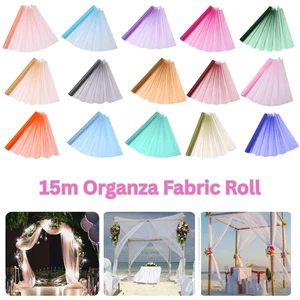 15m Organza Fabric Roll Wedding Party Decor Chair Bows Table Runner Sash Xmas - Picture 1 of 65