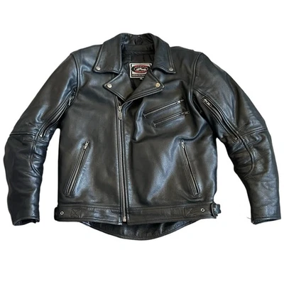 Chaqueta de motocicleta River Road para hombre calibre forrada talla 42 codera de cuero negra Foto 1 de 4