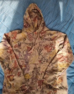 H&M Pink Floral Flower Hoodie Jumper With Drawstrings And Kangaroo Pouch - Picture 1 of 6