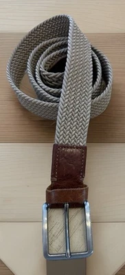 Cinto trançado masculino Tommy Bahama tecido couro G XL marrom bronzeado preppy clássico - Imagem 1 de 4