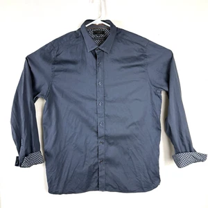 Ted Baker London Mens Long Sleeve Button Front Shirt Size 5 Flip Cuff Geometric - Picture 1 of 7