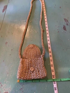 Carrie Forbes Gold Metallic Crocheted Mini Purse Crossbody Handmade EUC - Picture 1 of 4