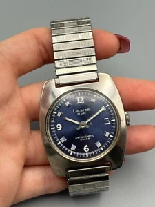 Vintage Lucerne De Luxe Swiss Wristwatch – Blue Dial, Manual Wind - Picture 1 of 7