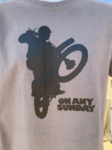 NEW ON ANY SUNDAY MOVIE T-SHIRT GREY STEVE McQUEEN FILM MOTORCYCLE MOTOCROSS FMF - Picture 1 of 11