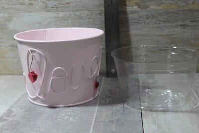 Vaso de metal rosa para jardim estilo vintage mesa balde de amor - Imagem 1 de 3