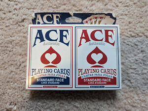 Ace Authentic Standard Face Playing Cards 2 Pack Red & Blue  - New Open Box