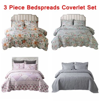 3 peças conjuntos de colcha queen size 230x250 cm para todas as estações com 2 fronhas - Imagem 1 de 4