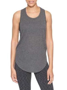 Top sportivo GapFit a costine Racer Tank Gap nero e grigio abbigliamento attivo al prezzo di vendita $25 nuovo con etichette - Foto 1 di 14