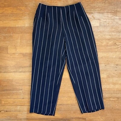 Vintage Striped Silk Pants Womens Size Large 29-31" Waist 1990s Nautical Trouser - Image 1 of 4