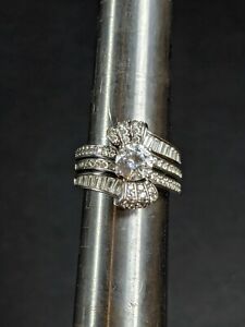 Victoria Wieck 925 Sterling Silver 3 Band Ring CZ Size 7
