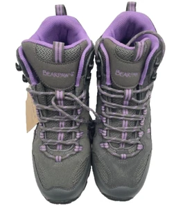 Bearpaw Womens Zephyr Mid Hiking Boots Gray Purple Suede Mesh Size 8.5 NWT - Picture 1 of 9
