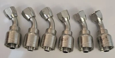 6 EATON AEROQUIP 1AA8FJA8 Crimp Fitting,45 deg.,1/2" ID,3/4",FJIC Lot - Image 1 of 2