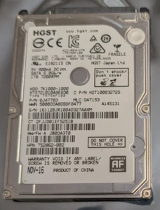 HGST HTS721010A9E630 7K1000-1000 1TB SATA 6GB/s 2.5 HDD Hard Drive 7200RPM - Afbeelding 1 van 2