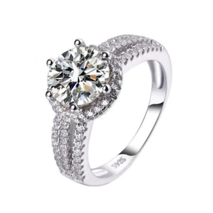 Anillo de compromiso de boda de moissanita de corte redondo de 2 quilates - 3 quilates regalo plata de ley 925 - Imagen 1 de 11