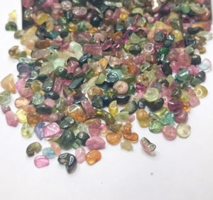 50 CT Natural Raw Multi Tourmaline 2-5 MM Polished Pebble Gemstone Tumbles Rough - Picture 1 of 6