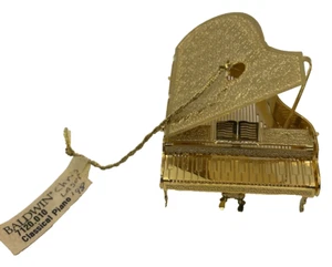 Filigree Gold Tone Metal Clear Baldwin Classical Piano Ornament 3” Taiwan - Picture 1 of 7