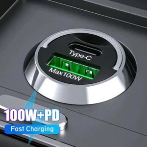 100W USB Phone Charger Type C QC3.0 Black Fast Charging Car Interior 2025USNE - Photo 1 sur 17