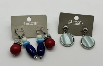 Pendientes Chico’s Boho Colgantes Tres Pares Disfraz Moda Joyería Foto 1 de 4