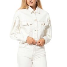 Lola Jeans Crop Denim Lara Jacket Size Medium Womens Ivory A443032 Stretch