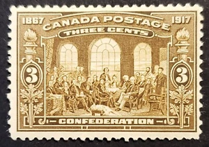 Stamps Canada Mint: #135 3c brown 50th Anniv. of Confed. F-VF MH - Picture 1 of 1
