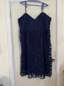 Boohoo Navy Blue Lace Strappy Midi Dress Size 28 New With Tags - Picture 1 of 4