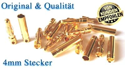 Premium 4mm 4 mm 4.0 Goldstecker Stecker Buchse Steckverbinder Schrumpfschlauch - Bild 1 von 4