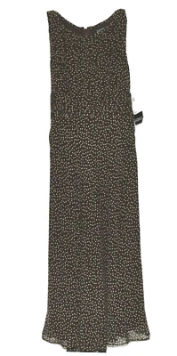 Adrianna Papell Brown White Dots Back Sash Silk Long Dress Size 8P NWT MSRP $150 - Image 1 of 4
