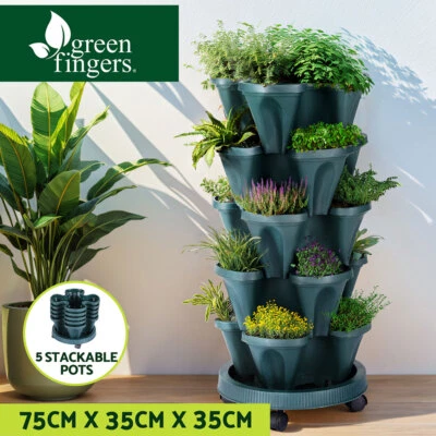 Green Fingers Garden Bed 5 Tier Vertical Garden Strawberry Stackable Planters - image 1 of 4