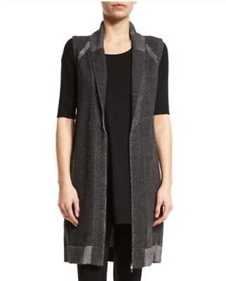 Chaleco largo de algodón orgánico Eileen Fisher gris oscuro para mujer talla XS Foto 1 de 4