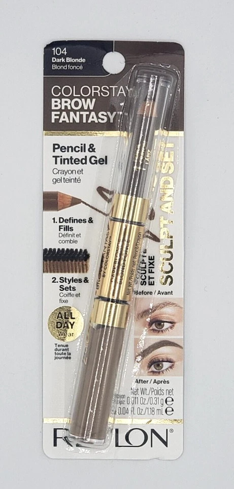 NEW Revlon ColorStay Brow Fantasy Eyebrow 2-in-1 Gel & Pencil 104 Dark Blonde - Image 1 of 1