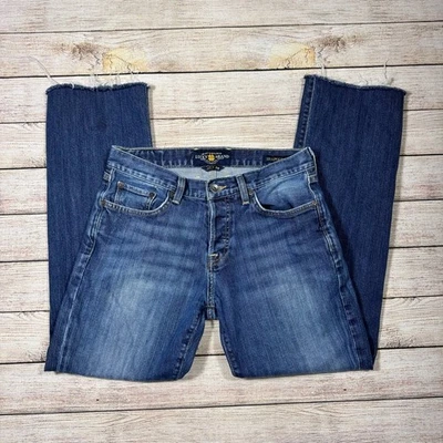 Lucky Brand 221 Slim Straight Denim Blue Jeans Mens Size 31 Raw Hem Inseam 28" - Image 1 of 4