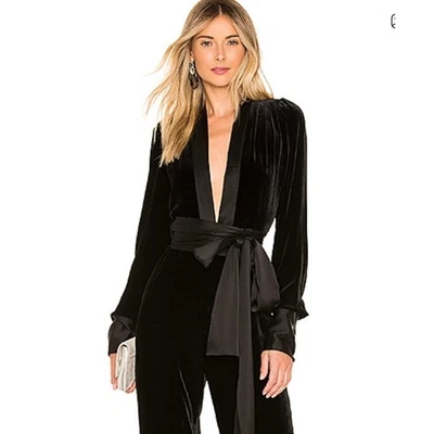 Nuevo sin etiquetas Mono Diane Von Furstenberg con ribete de satén y faja cinturón talla 2 Foto 1 de 4