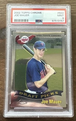 2002 Topps Chrome Joe Mauer RC PSA 9 - Image 1 of 3