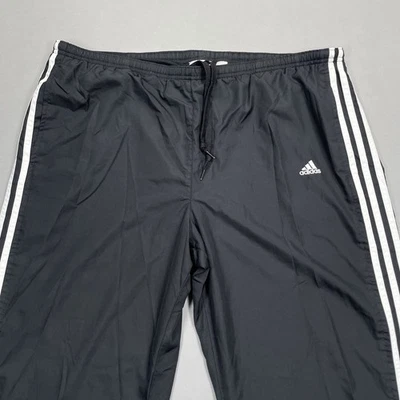 Pantalones de chándal cortavientos Adidas Y2K de colección para hombre XL negros forrados de malla a rayas Foto 1 de 4