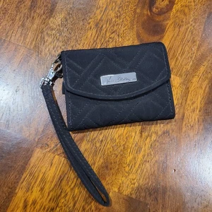 Vera Bradley Cartera Muñequera Teléfono Bolsillo Estuche Cigarrillo Negro Acolchado Pequeño - Imagen 1 de 5