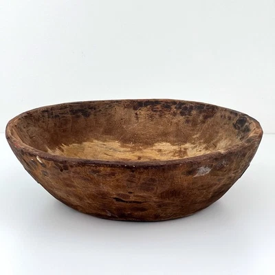 Antique Wooden Dough Kneading Round Parat Bowl Original Old Hand Carved - Image 1 of 4