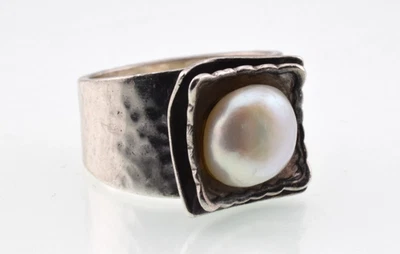 Anillo de perlas Silpada en plata de ley martillada talla 7,5 Foto 1 de 4