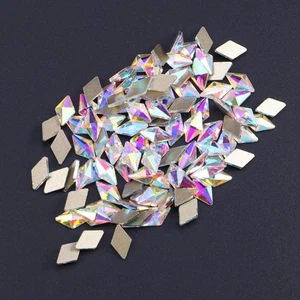 100 Pcs Nail Drill Crystals Gems Dazzling Stones Art Rhinestones Rhombus - Picture 1 of 12