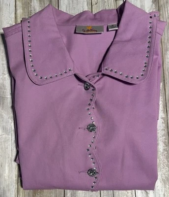 Quacker Factory Purple Rhinestone Jeweled Scalloped Edge Jacket Size Medium - Image 1 of 4