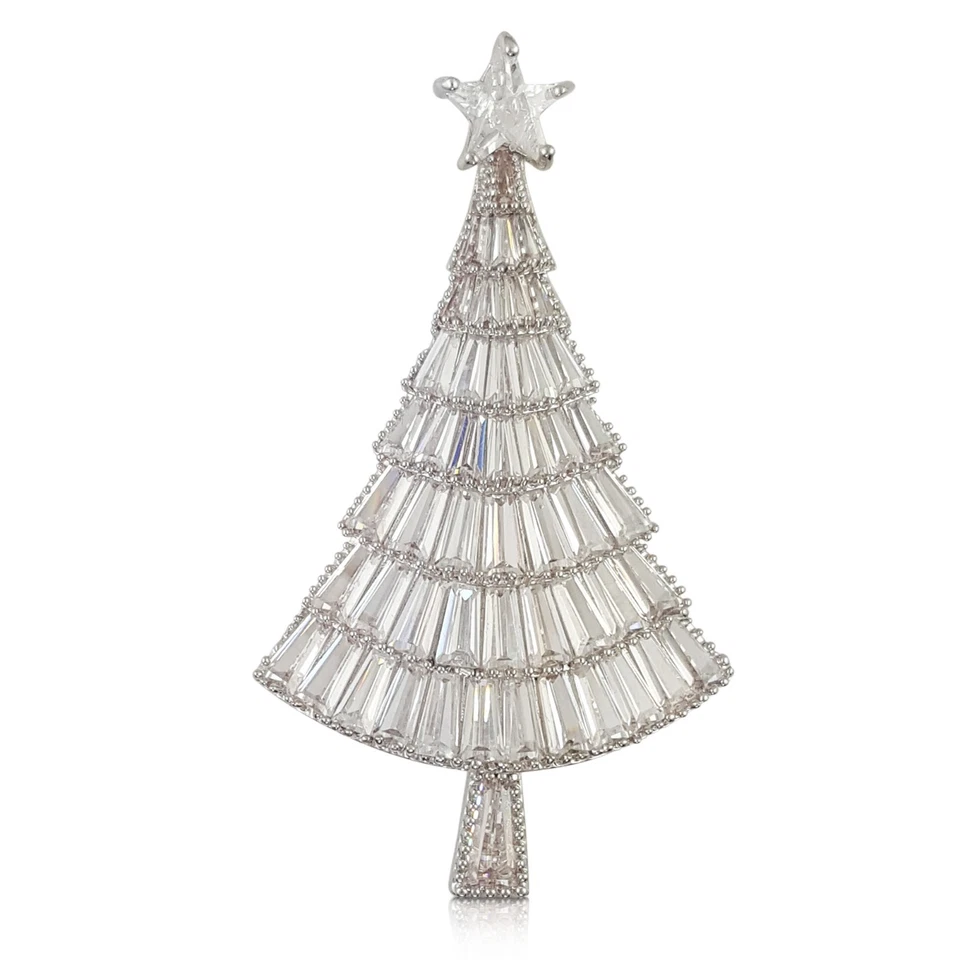 PIN BROCHE ÁRBOL NAVIDAD CRISTAL MODERNO RODIO HECHO CON ELEMENTOS SWAROVSKI Foto 1 de 1