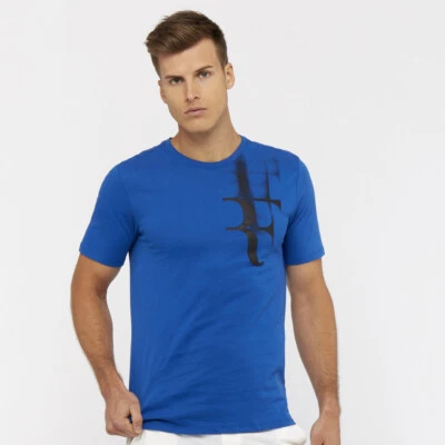 NWT NIKE RF L Tee T-Shirt Court 2016 Roger Federer Blue/Black Athletic Cut - Image 1 of 4