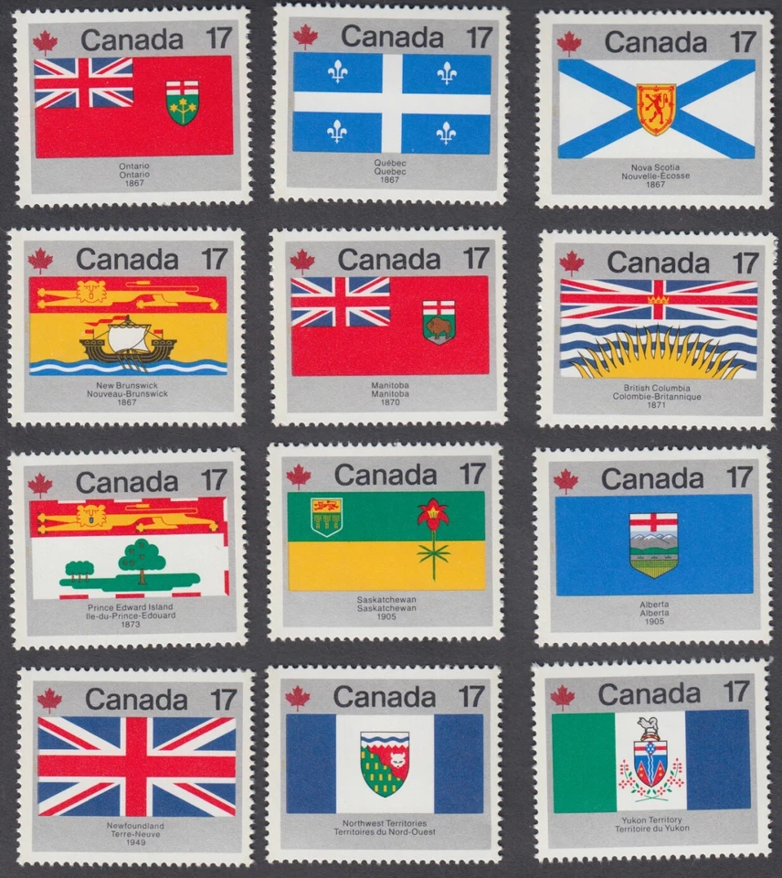 Canada - #821-832 - Provincial & Territorial Flags - Set of 12 - MNH - Image 1 of 1
