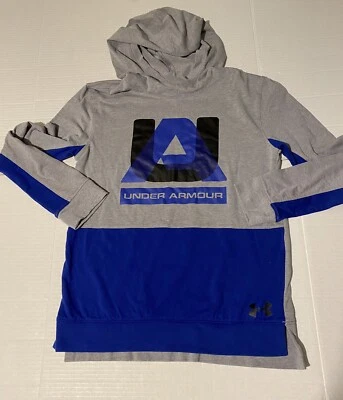 Under Armour Boys Youth Large Heatgear Pullover Hoodie Gray Blue Stain - Image 1 of 4
