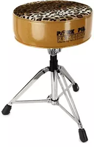 Pork Pie Percussion Round Drum Throne - Gold with Leopard Print - Picture 1 of 8