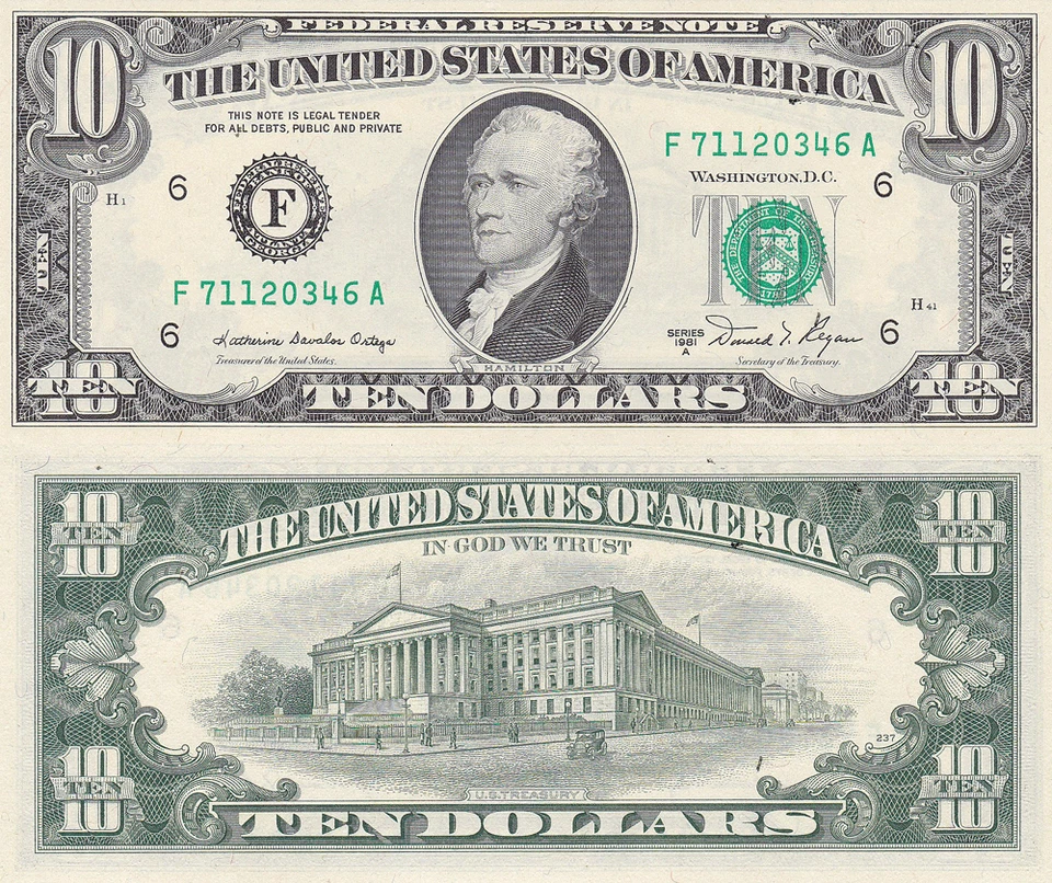 1981 A $10 Atlanta District Federal Reserve Notes FR 2026-F Crisp Uncirculated - Image 1 of 1