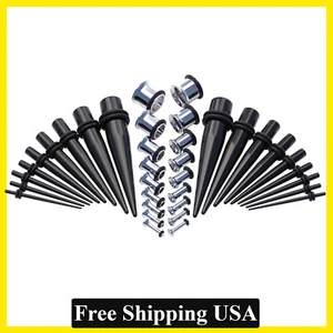 Ear Stretching Kit 00G to 1" Tapers Tunnels Surgical Stainless Steel Piercing - Picture 1 of 2