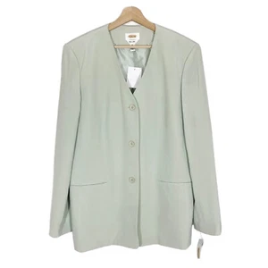 NWT Talbots Pure Silk Blazer Jacket 3 Button Long Sleeves Green Sz 16 - Picture 1 of 12