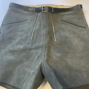 Vintage deutsche LEDERLEDERLEDERHOSE Oktoberfestshorts dunkelgrün - Bild 1 von 12